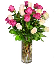 Double Dozen Mixed Pink Roses - 35 inches in height