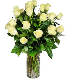 Double Dozen White Roses - 35 inches in height
